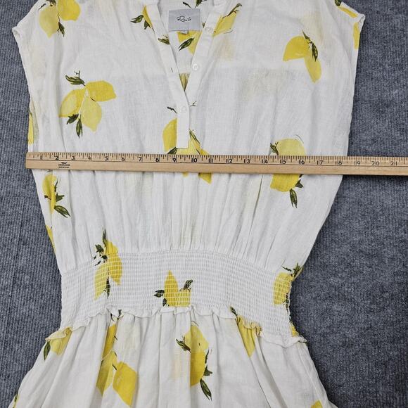 Rails Dress Womens Large Angelina Lemon Citronnade Linen Blend Smocked Waist - Picture 5 of 9